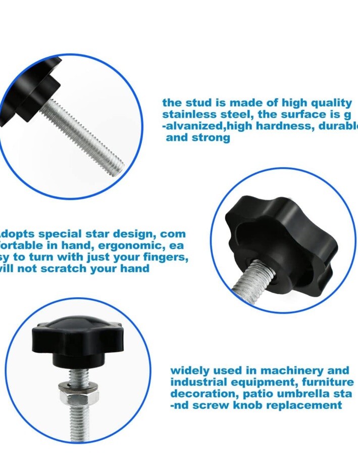 4-Openfy Thread Star Hand Knob Clamping Screw Knob Hand Tightening Knobs