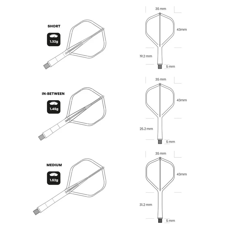 2 PACK Shot Flight Deck One Piece Dart Flight and Shaft System White SHORT