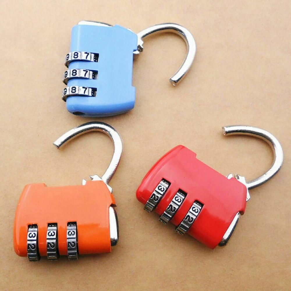 Travel Luggage Padlock Mini 3 Digit Combination Suitcase Security Cable Lock A