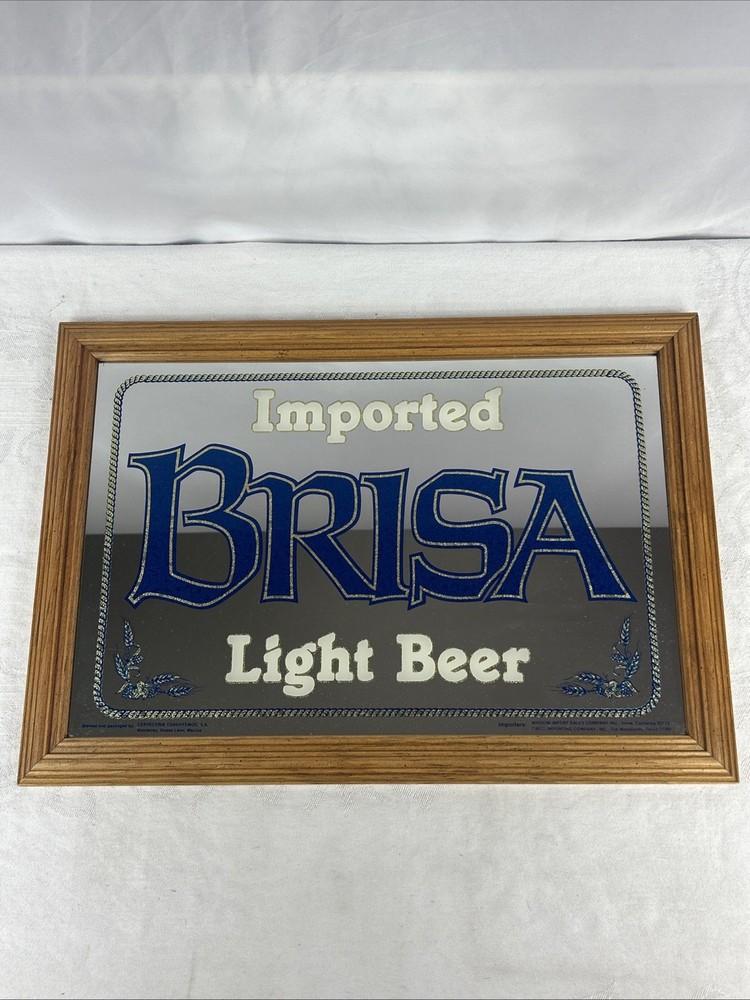 Vintage Birsa Light Beer Bar Mirror 20x14.5”