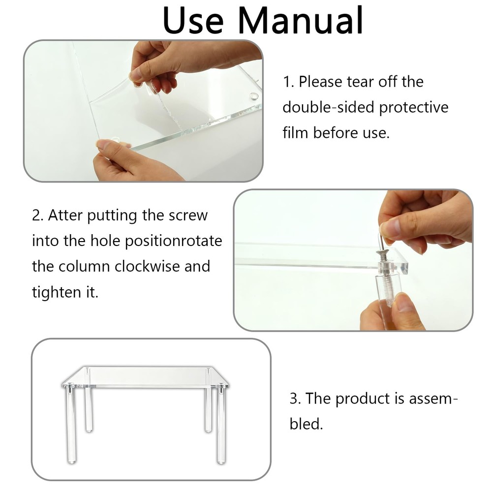 Extra Large 8mm Thick Acrylic Rectangular Display Risers 15.8×9.8×7.9 In Acry...