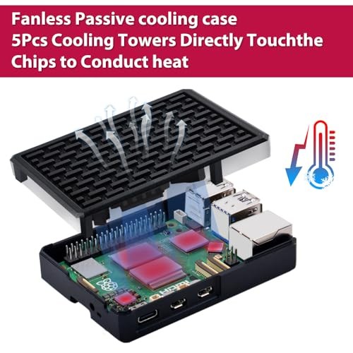 Aluminum Case for Raspberry Pi 5, Armor Case with Cooling Column and Thermal