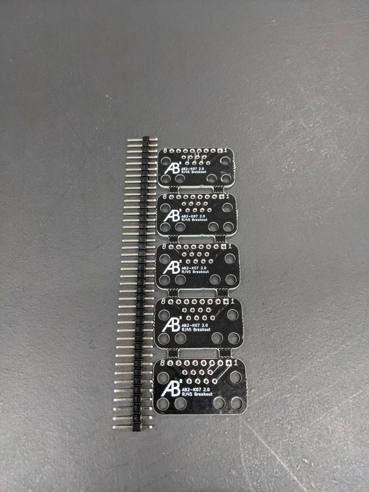 RJ45 Connector Black PCB Breakout Boards Panel of 5 (assembly required)