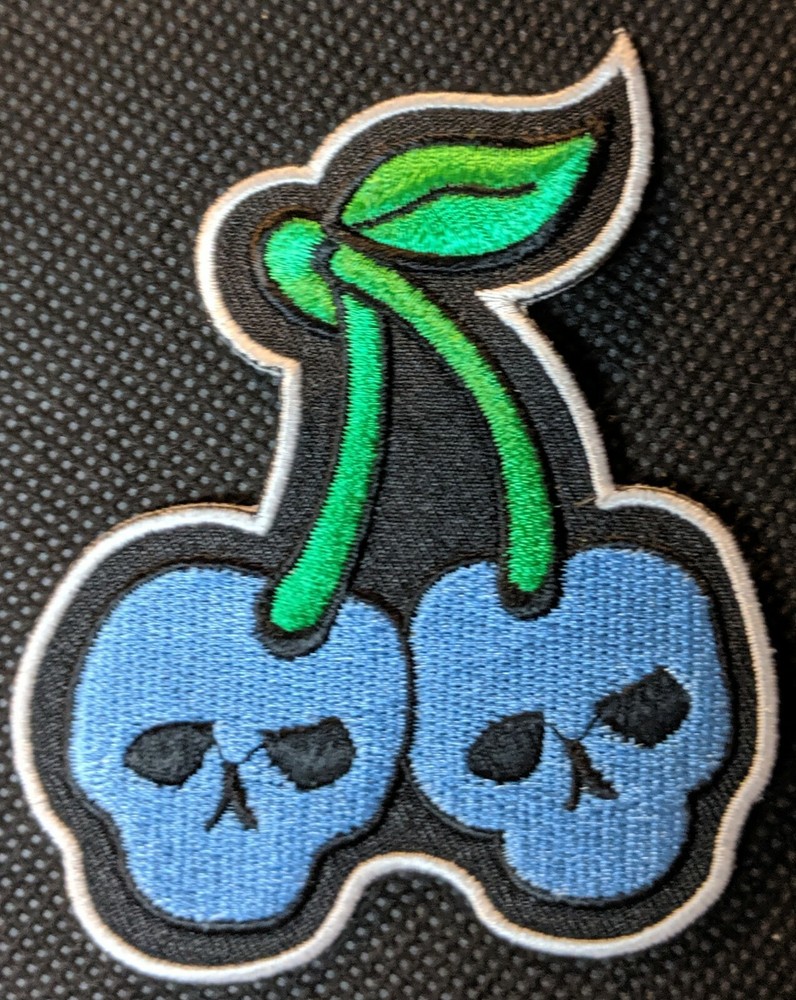 Cherry Skulls  Baby Blue Embroidered Patch