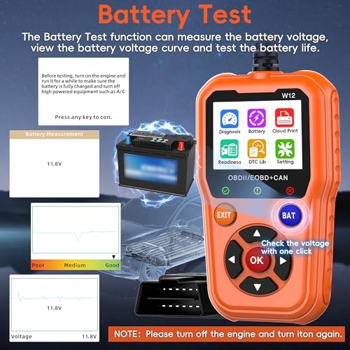 FISONA W12 OBD2 Scanner OBD Code Reader Diagnostic Tool Check Engine Fault USA