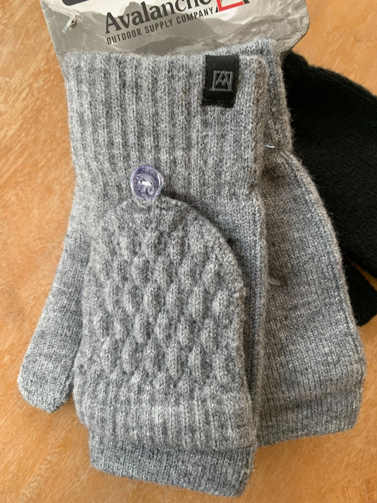 Avalanche Outdoor Supply Co Pop Top Mitten Black Gray One Size NWT