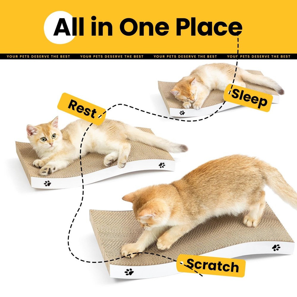 Cat Scratcher, Durable Scratch Pad, Corrugated 15.7 in - 1 Pack, White