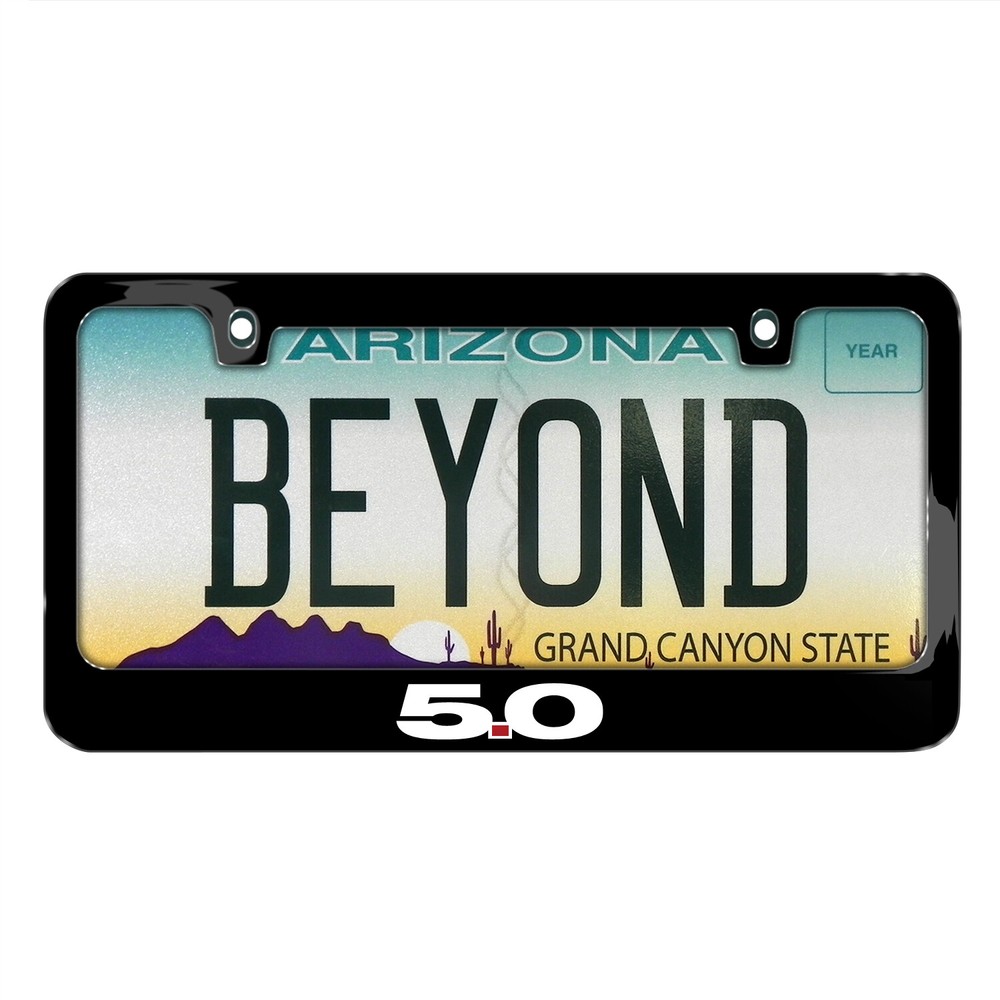 Ford Mustang 5.0 Black Metal License Plate Frame
