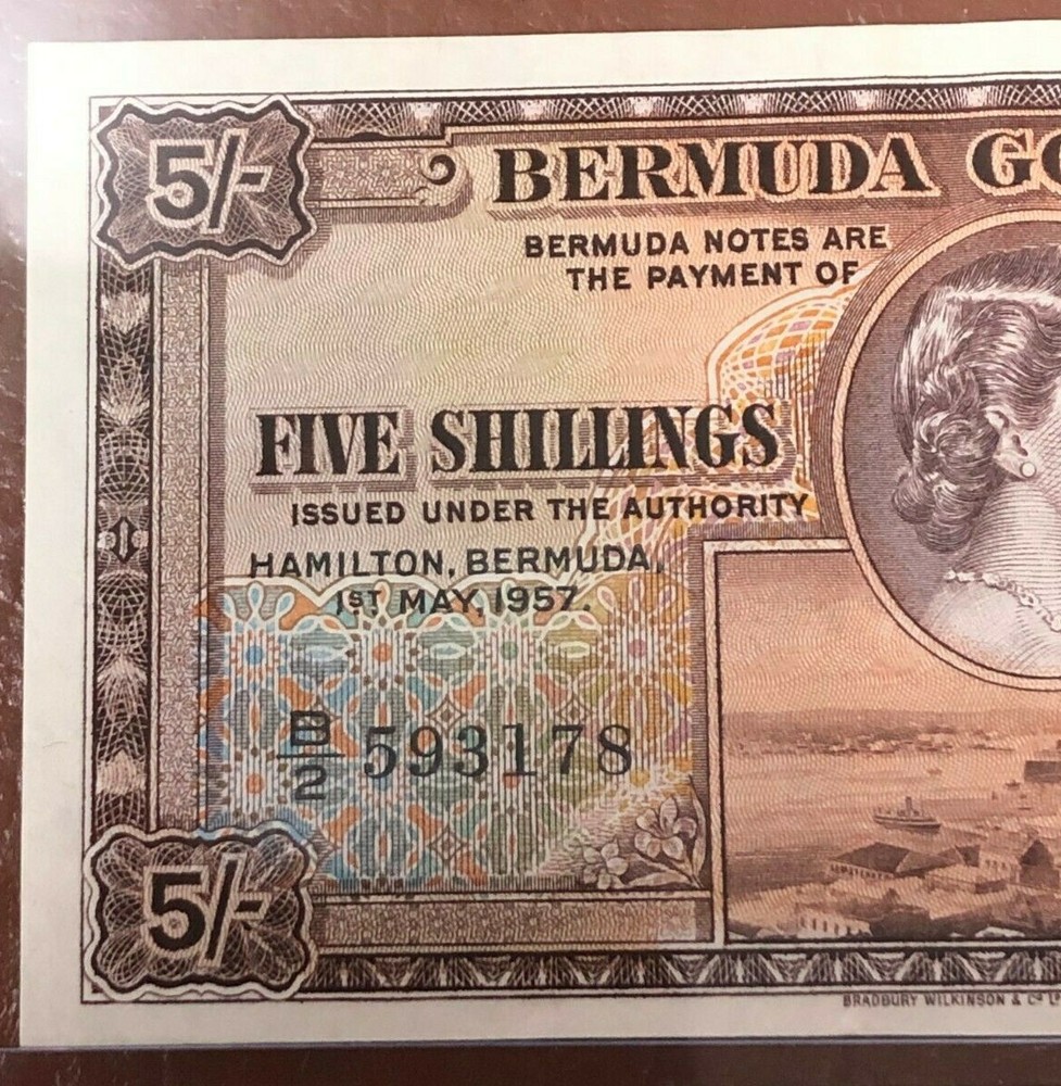 1957 Bermuda 5 Schillings Note - Crisp!