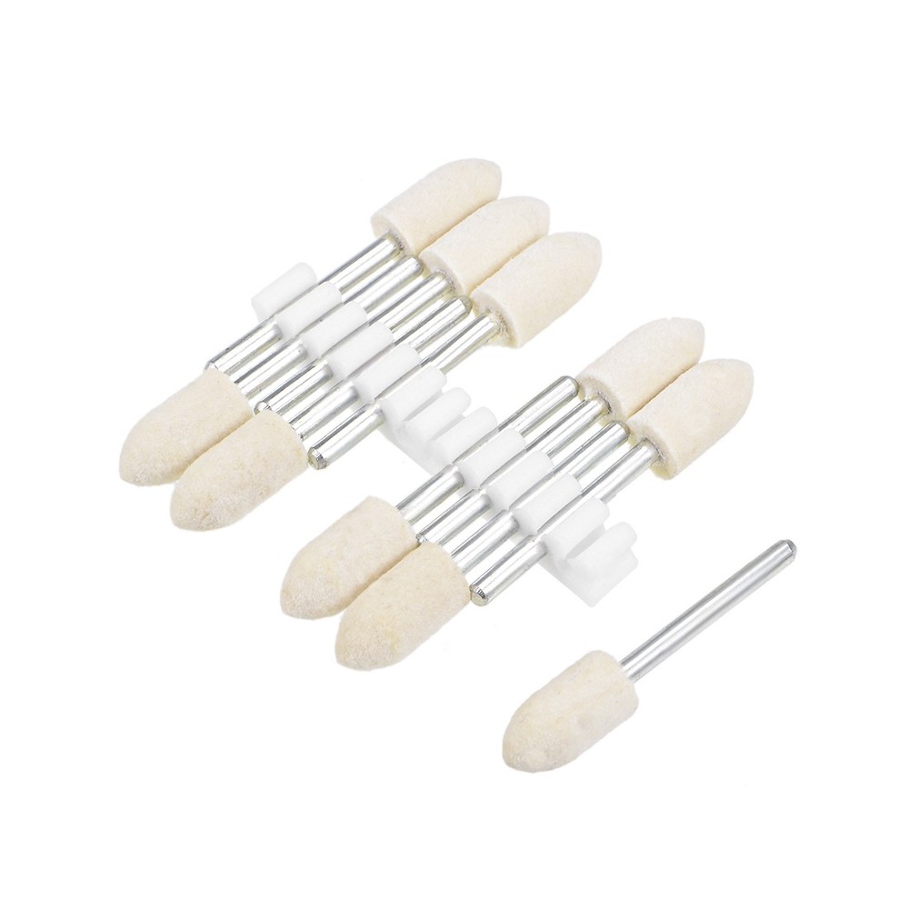 8mm Wool Felt Mounted Points Tapered Polishing Buffing Wheels 10 Pcs