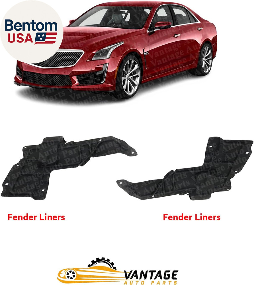 Front Fender Liners Passenger & Driver Side Compatible with Cadillac CTS 2016-20