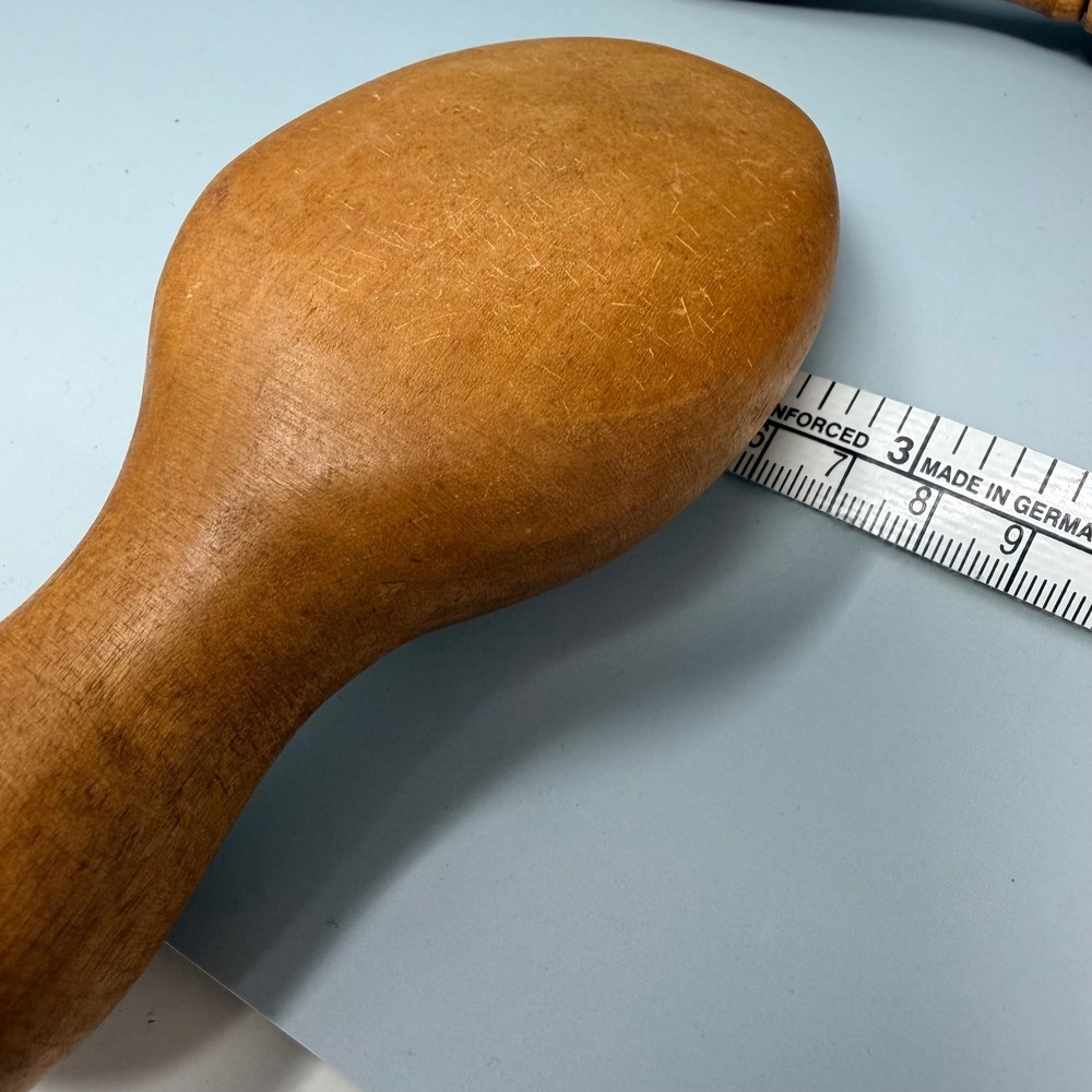 Vintage Wooden Darning Egg Set 2pc Sock Sewing Tools Handle Primitive Wood