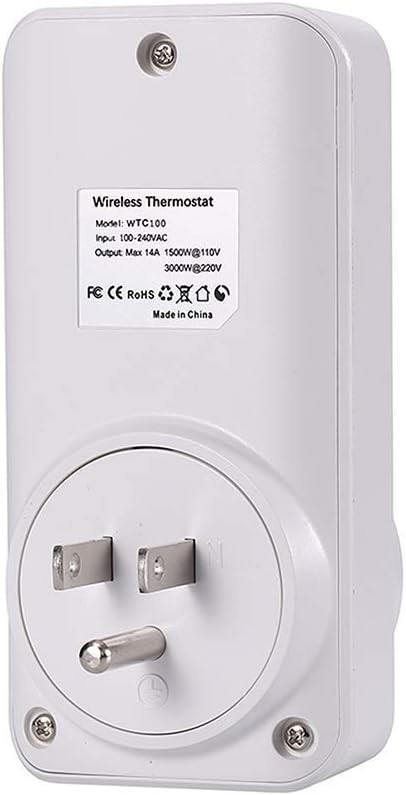 WTC100 Wireless Temperature Controller, Digital Plug-In Thermostat for Heating/C