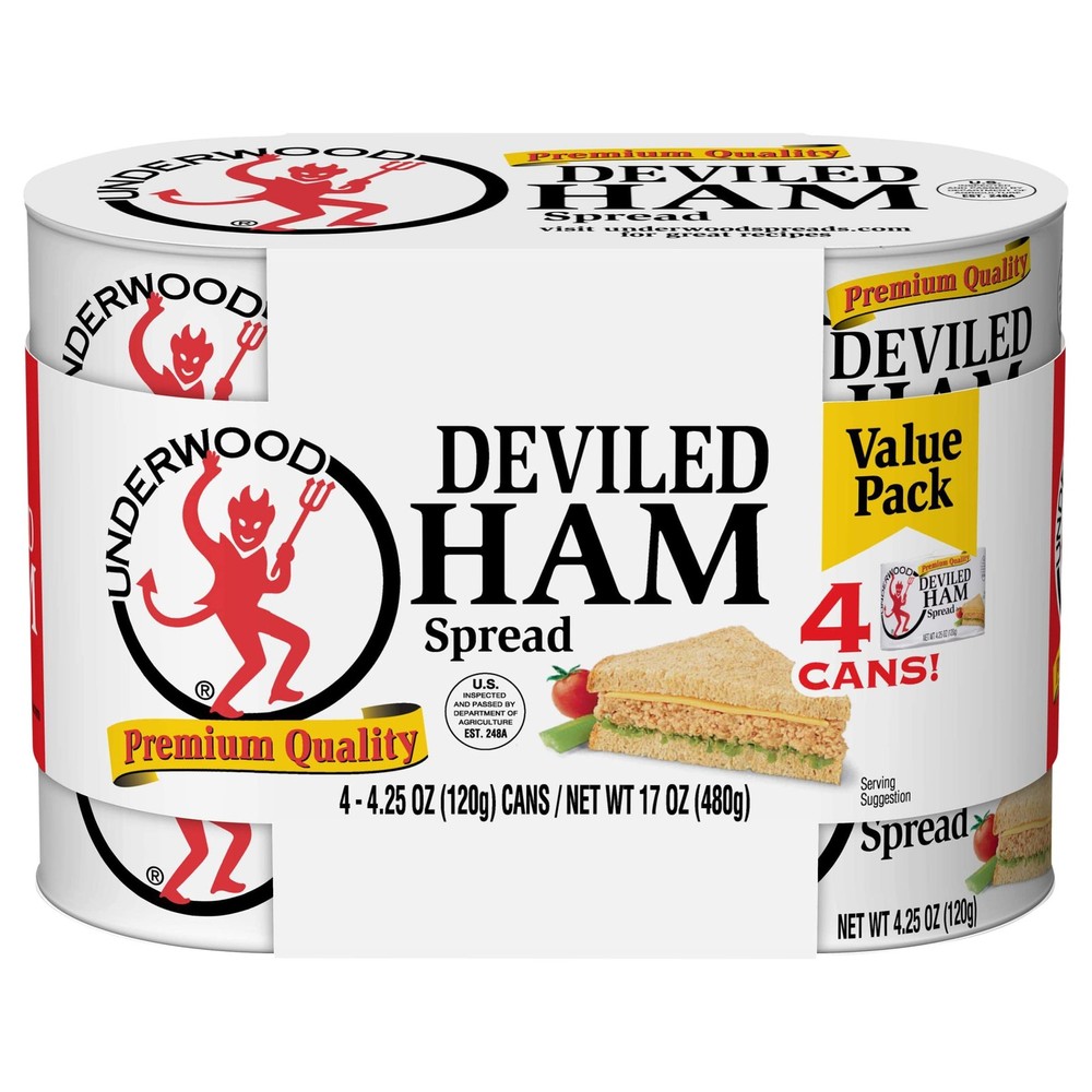 Deviled Ham Spread 4.25 Ounce - Pack of 4 for Sandwiches and Snacks
