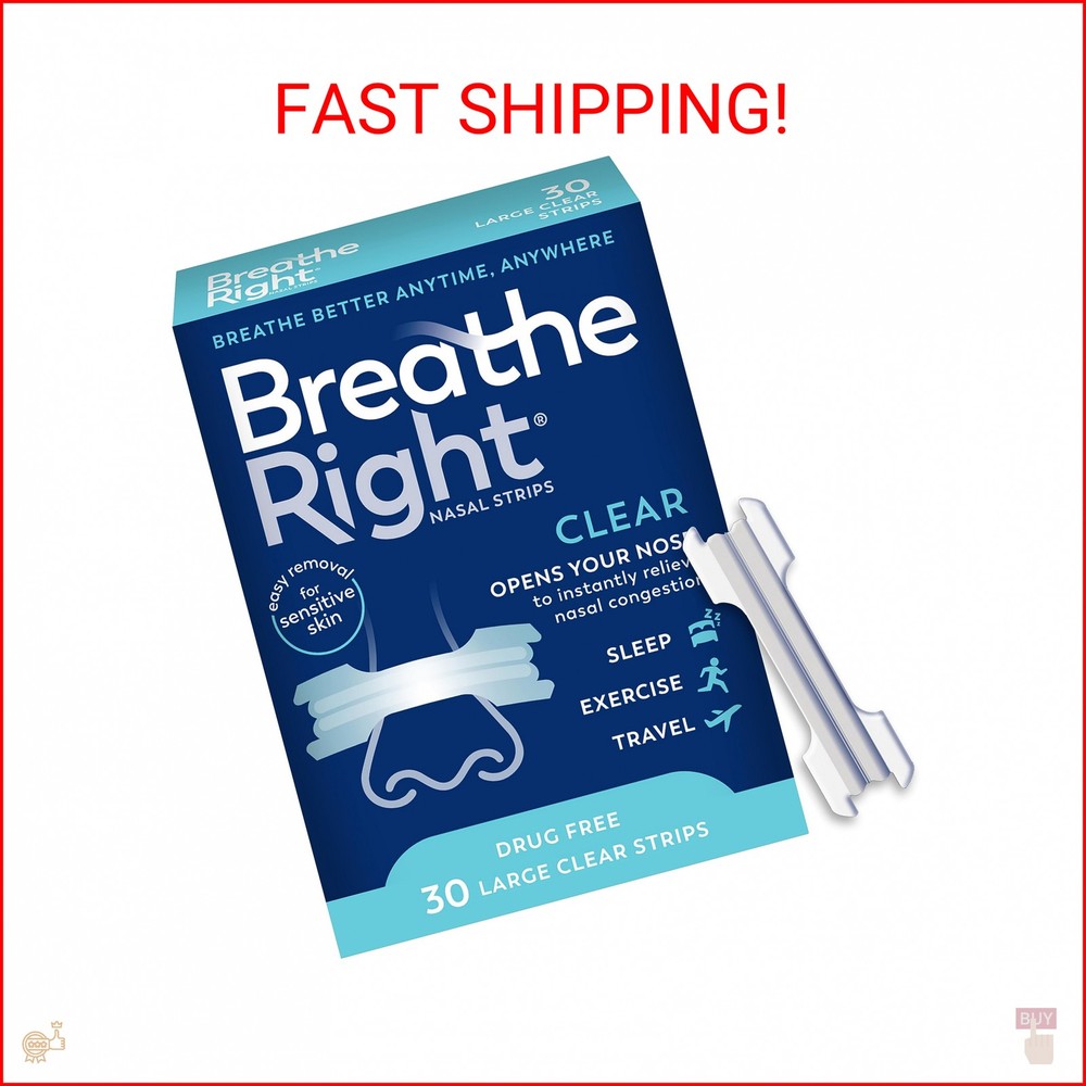 Breathe Right Nasal Strips Clear Large 30ct (Packaging May Vary)