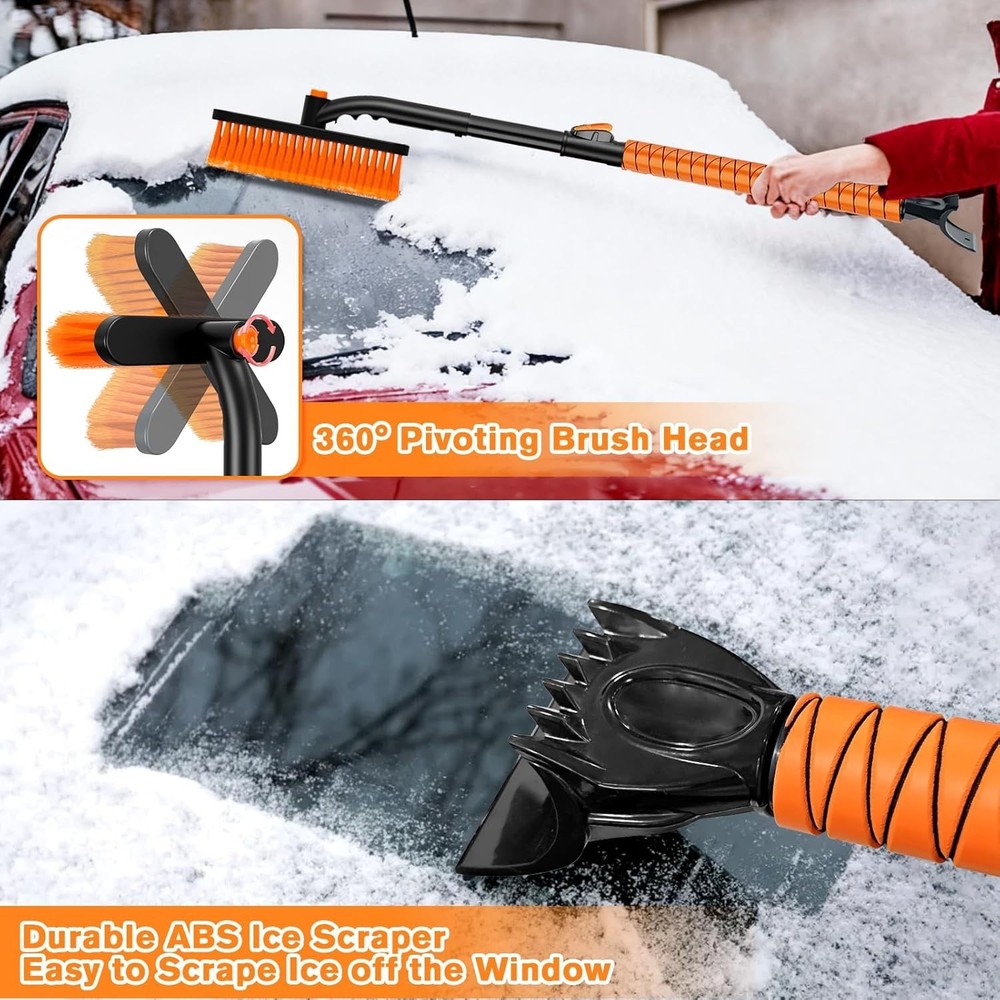 Extendable and Ice Scraper for Car, 30"-35"-39" Adjustable Long Handle & 4.3"...