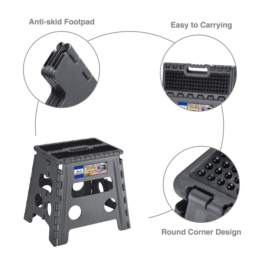 Folding Step Stool 13 inch Height Premium Heavy Duty Foldable Step Stools for...