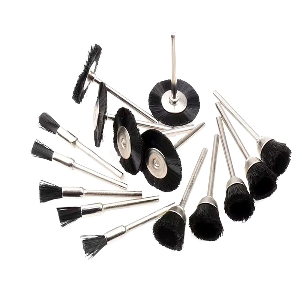 𝐋𝐮𝐨 𝐤𝐞 15 Pcs Mini Abrasive Wheel Brushes - 1/8 Inch Shank Assorted Shap...