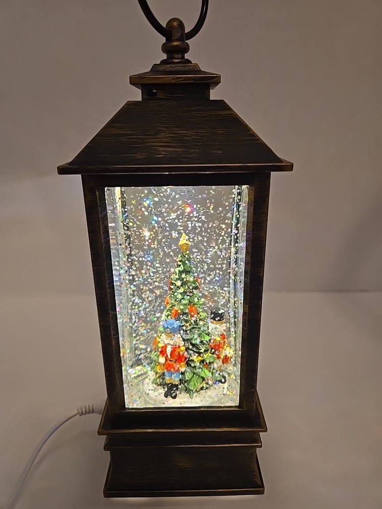 Christmas snow globe lantern With Tree & Nutcrackers - Battery Or DC.