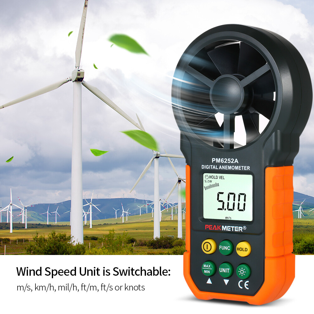 PEAKMETER Handheld Anemometer Portable Wind Speed Meter CFM Meter Wind O4B8