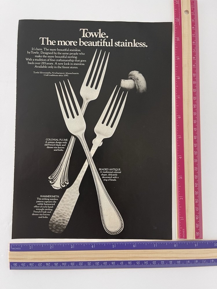 Vintage 1975 Print Ad Towle Stainless Kitchen Flatware Advertisement