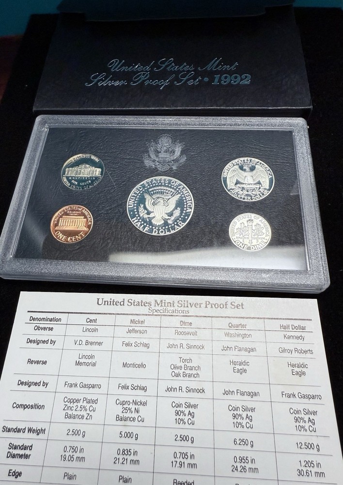1992 United States Mint Silver Proof Set.