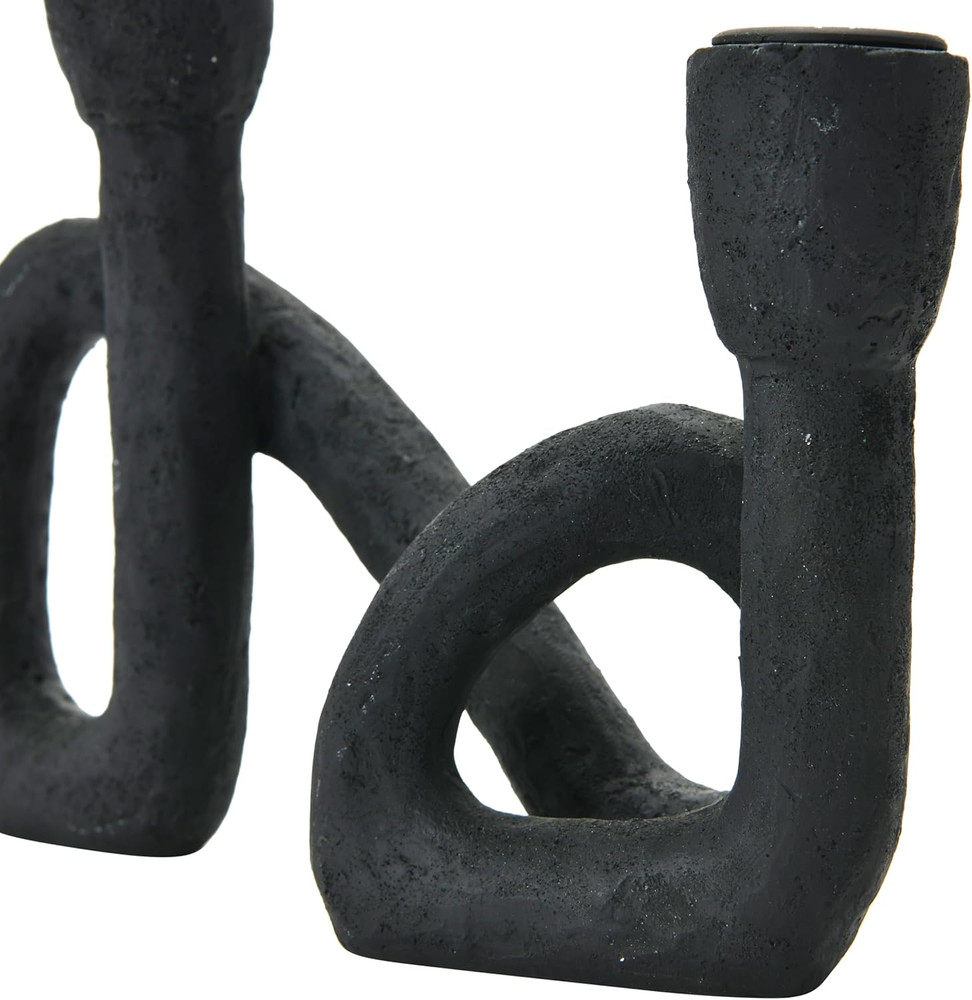 Decorative Resin Double Taper Candle Holder, Black