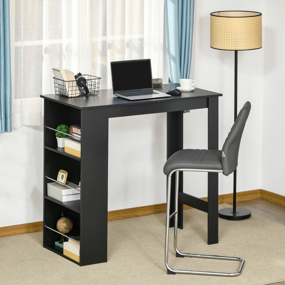 Modern Bar Table Counter Height Dining Table with 3-Tier Storage Shelves