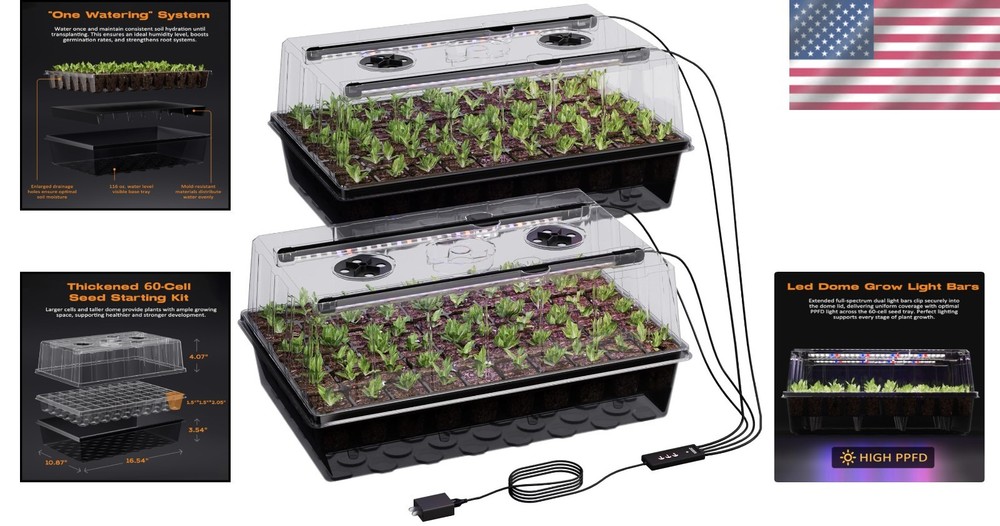 High Germination 120-Cell Self-Watering Seed Tray with Adjustable Grow Lights
