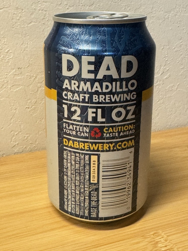 Tulsa Flag Blond Ale - Dead Armadillo - Empty Beer Can Top Opened