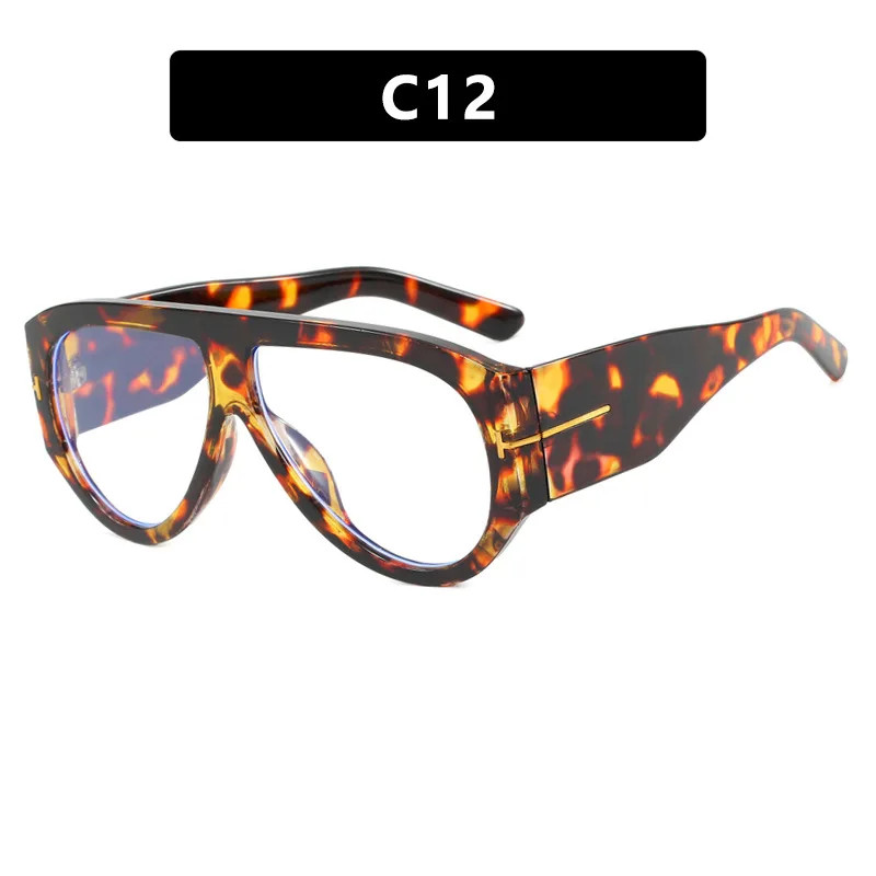 2026 new T-shaped toad shaped flat light glasses frame, simple retro women's