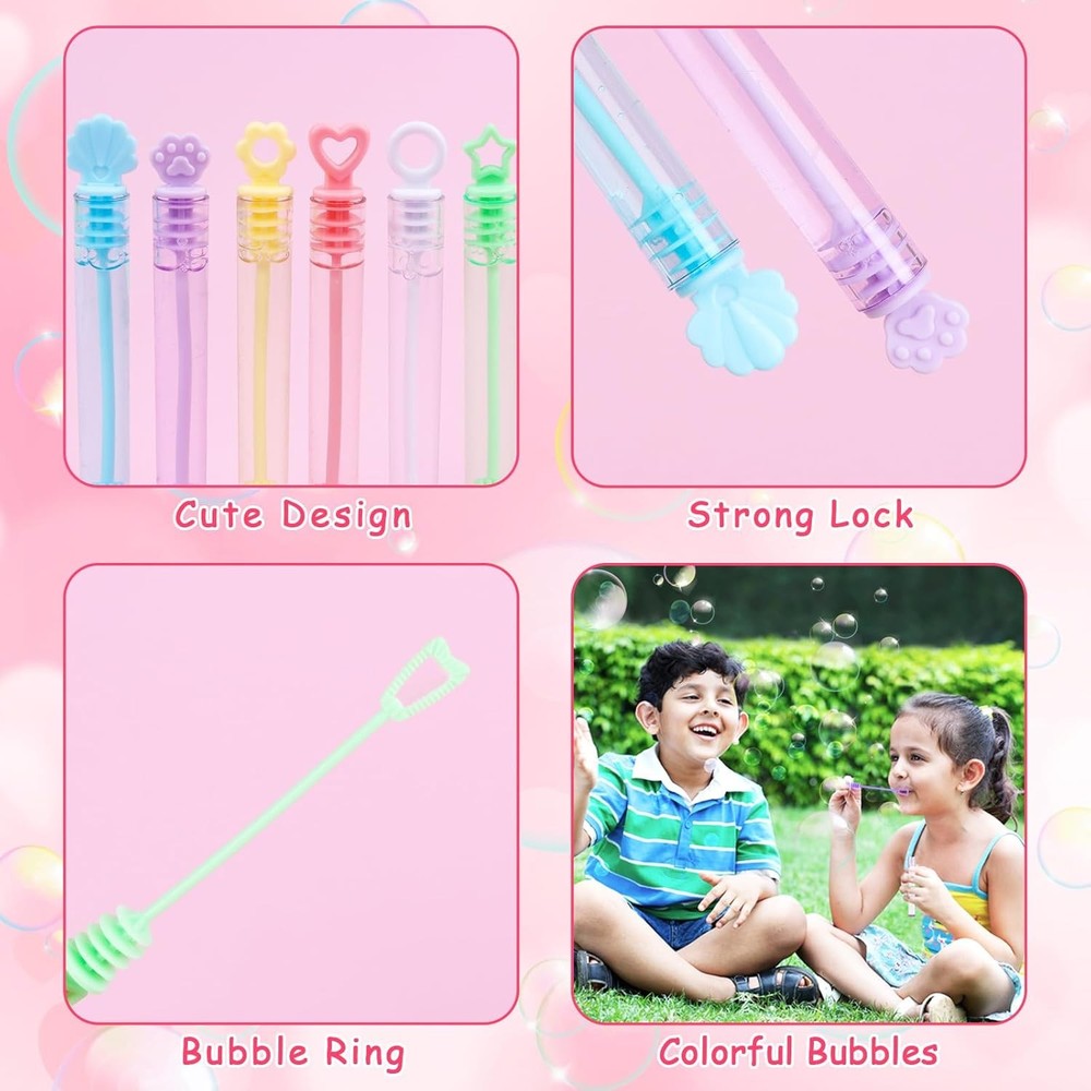 LOAVER 36 Pack Mini Bubble Wands Bulk for Kids,Assorted Pastel Rainbow...