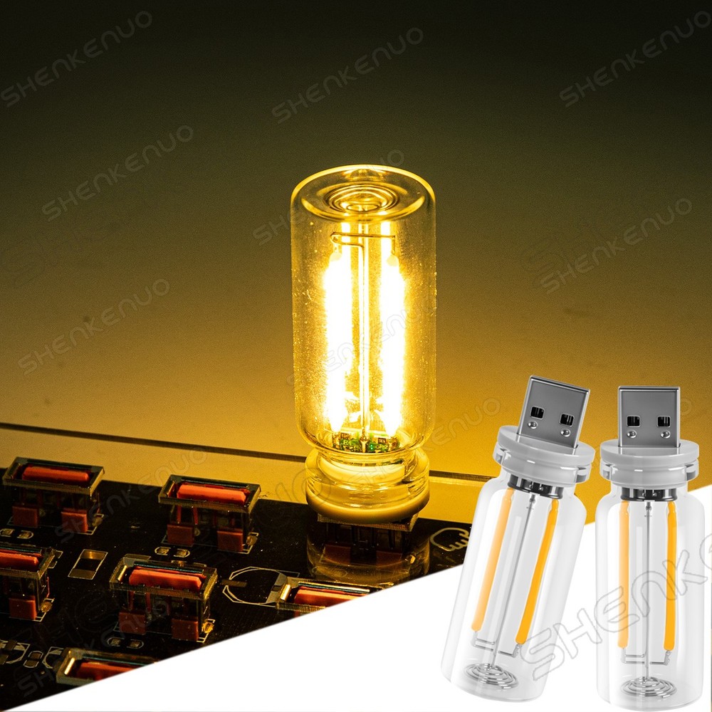2 PCS Car USB Night Light Bulb, Touch Dimmable Car Interior Ambient Warm White