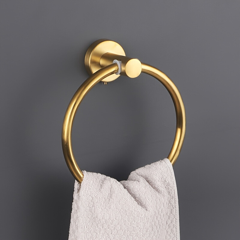 Wall Mounted Brushed Stainless Steel Towel Ring - Rustproof Bathroom Hardware