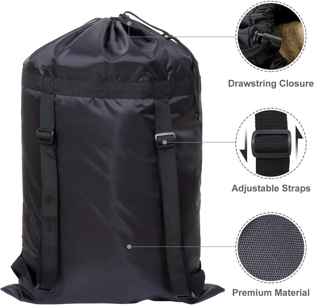 36" Laundry Backpack Bag Luggage Storage Shoulder Strap Heavy Duty Drawstring