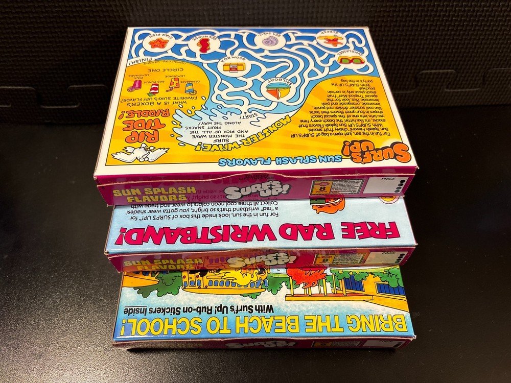 Surfs Up fruit snacks - 3 empty custom design display boxes