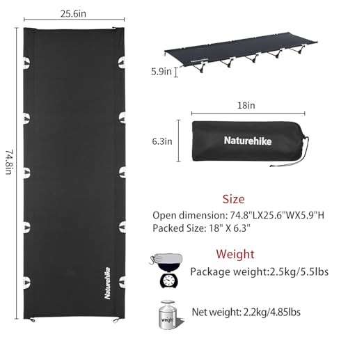 GreenWild Camping Cot, Ultralight Folding Backpacking Cot, Supports Black