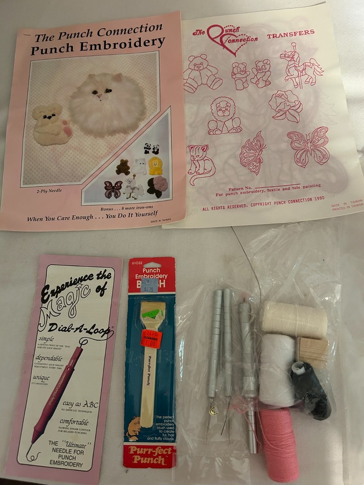 1990's Purrfect Punch Set-punches/thread/transfers/brush