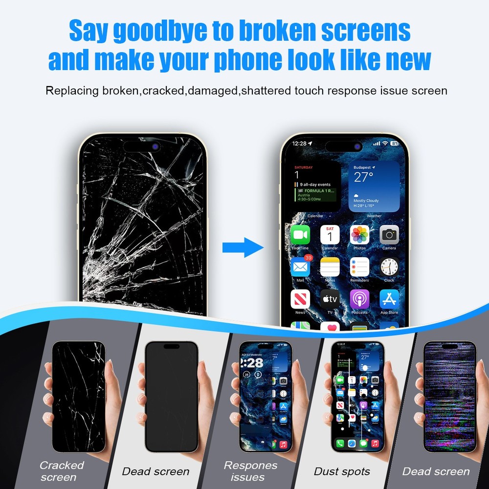 OLED For iPhone 15 Pro Max Touch Screen Replacement Display Digitizer Repair Kit