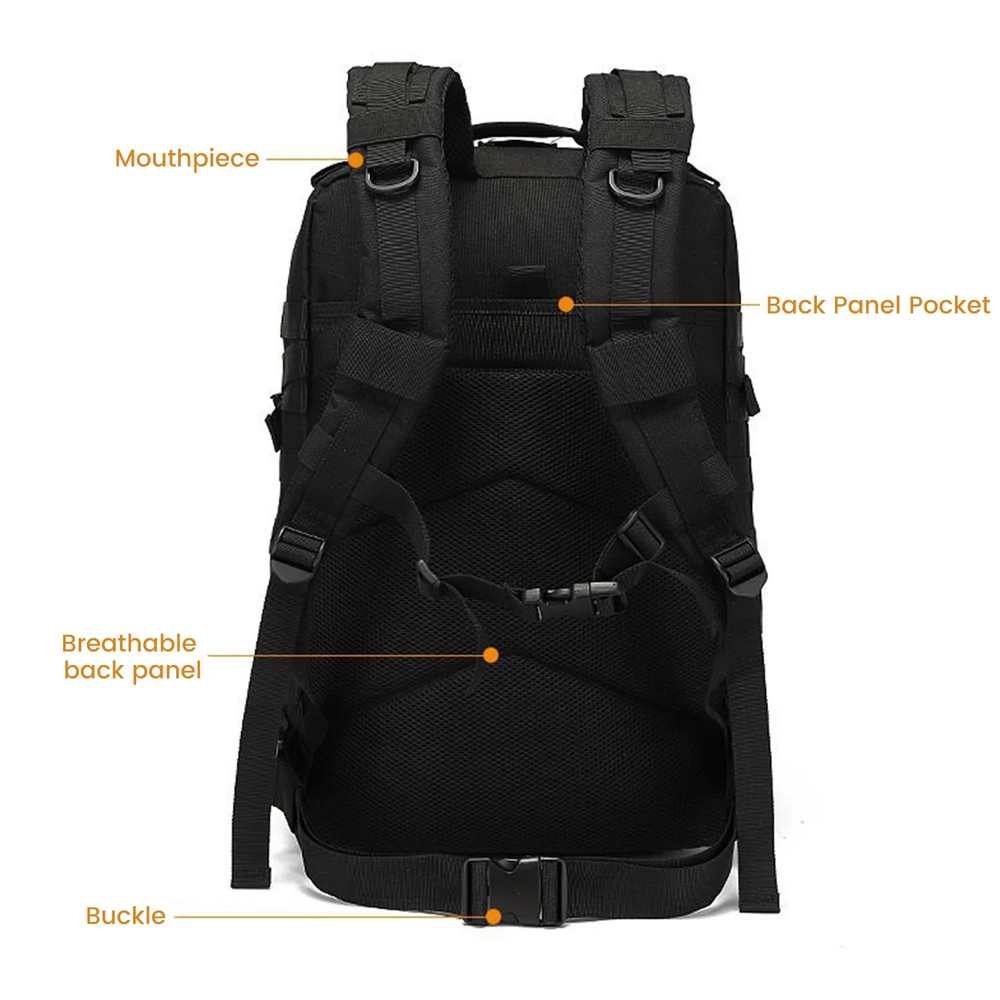 Military Tactical Backpack 40L – MOLLE 3-Day Assault Pack - Black
