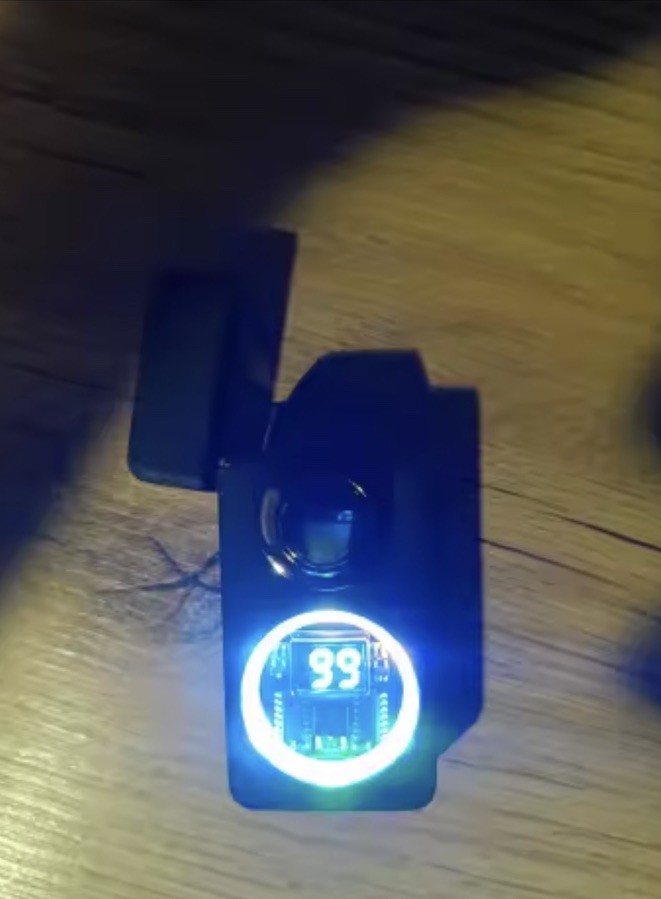 Rechargeable LED Display Butane Flame Lighter Orange Black Rectangle