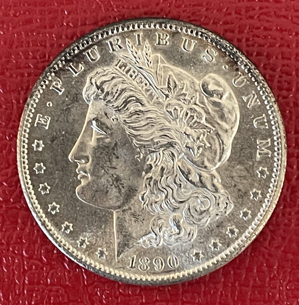 1890 S Morgan Silver Dollar, Choice to Gem Uncirculated.