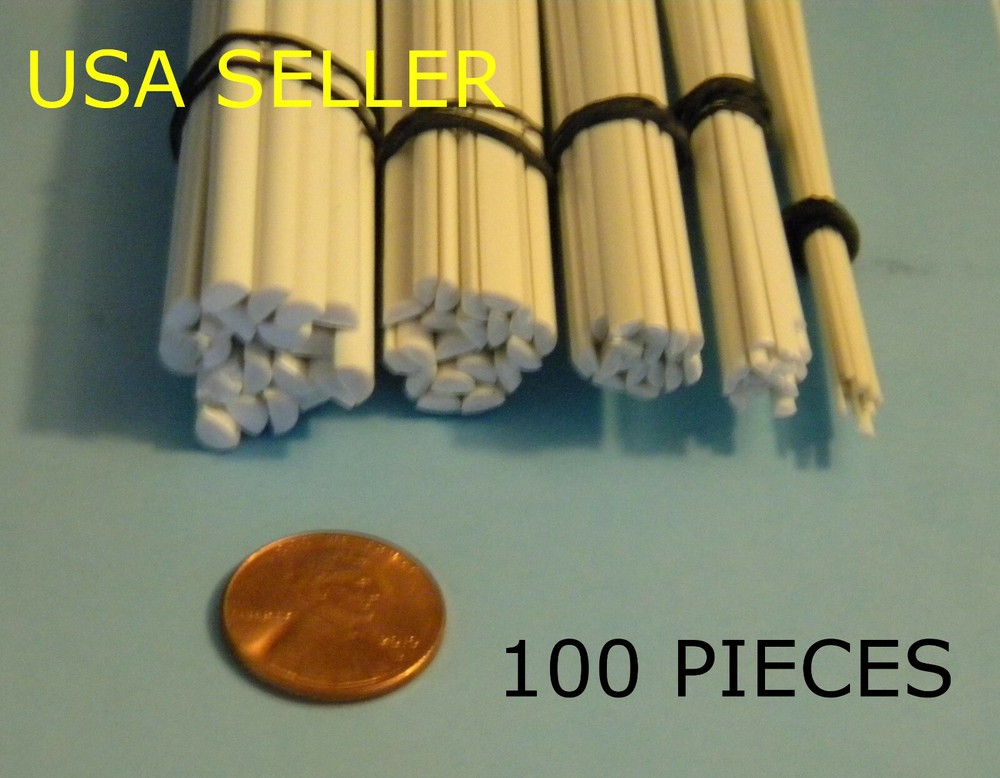 STYRENE HALF ROUND ROD - 100 PIECE ASSORTMENT - 5 SIZES