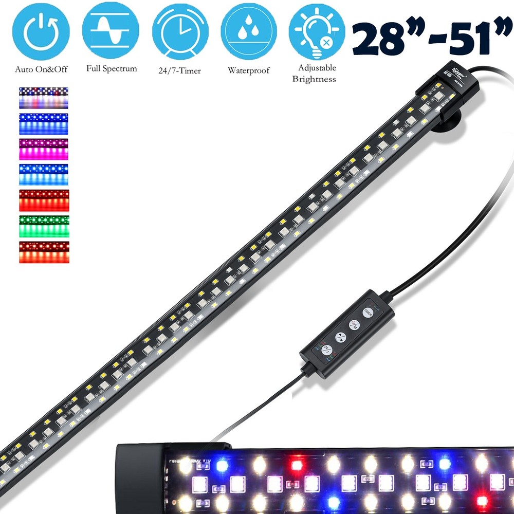 hygger 28-51" Submersible Aquarium Light Auto On Off Adjustable Timer Brightness