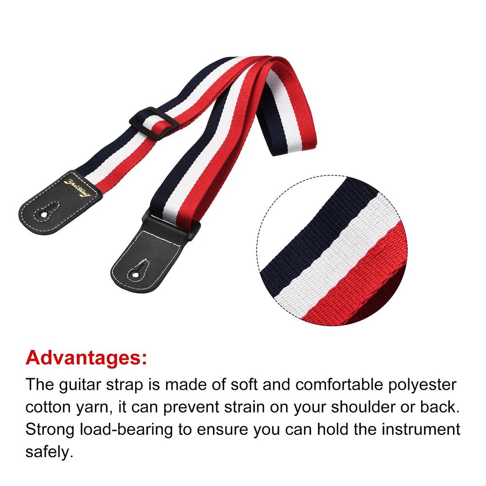 Guitar Shoulder Straps Belts Guitar Adjustable Strap Red White Blue