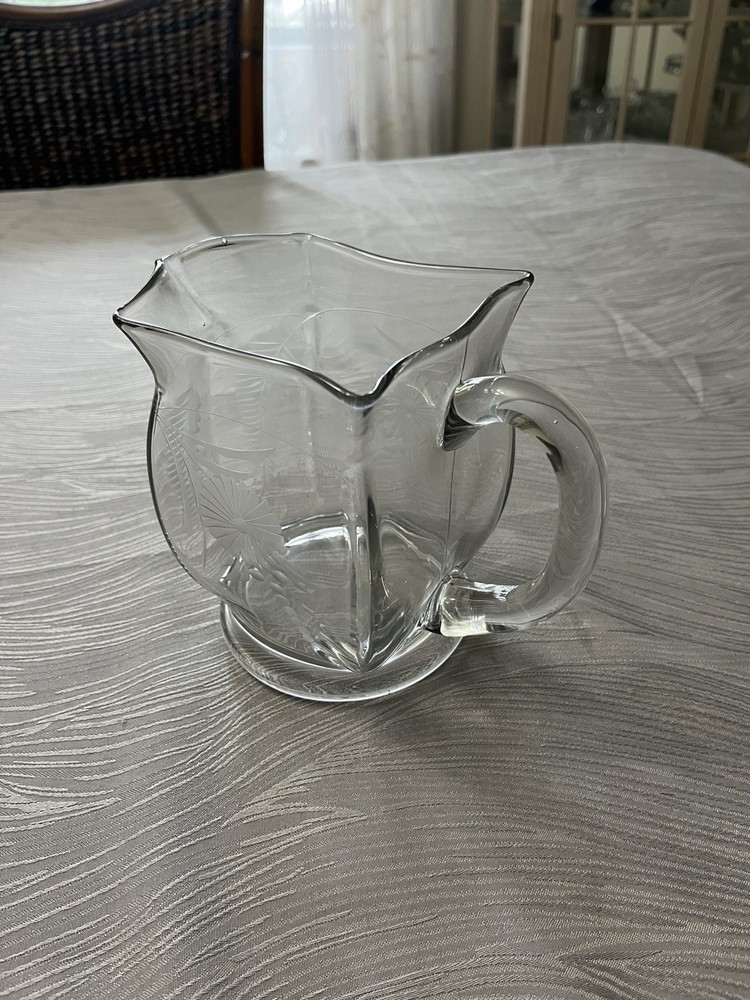 Vintage Etched Glass Quart Juice Pitcher