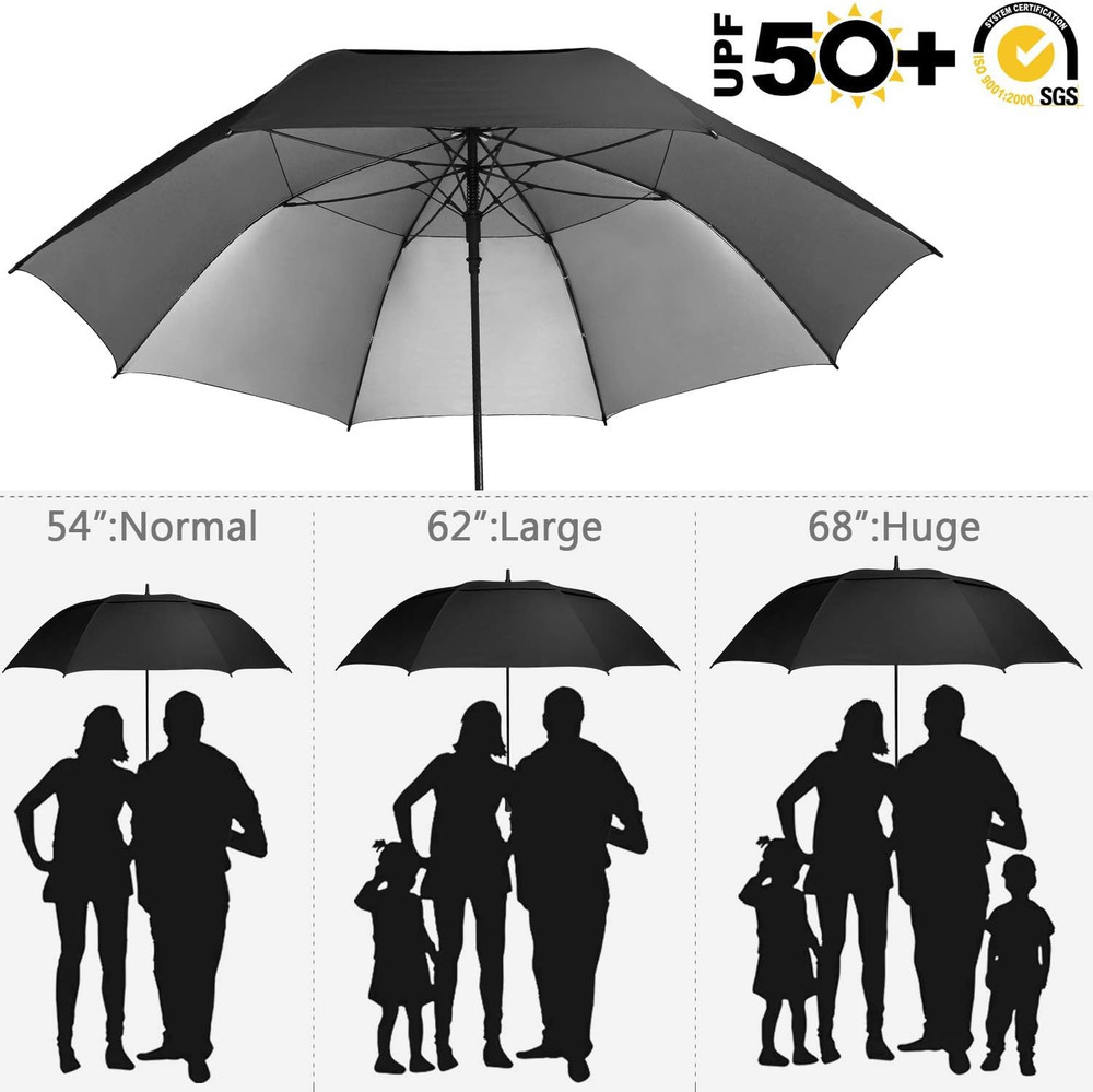 54/62/68 Inch Extra Large Windproof Golf Umbrella UV Protection Automatic Open D