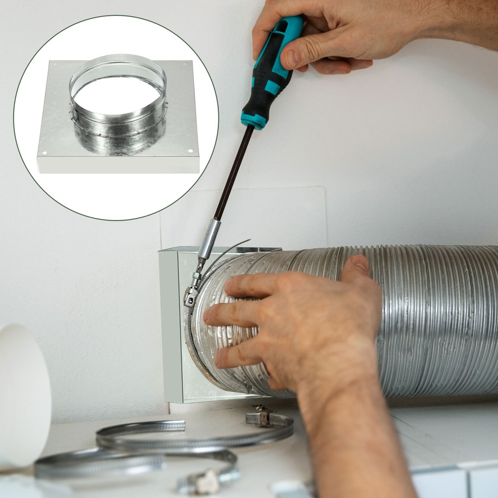 8" Square Galvanized Duct Connector Flange, Silver Tone