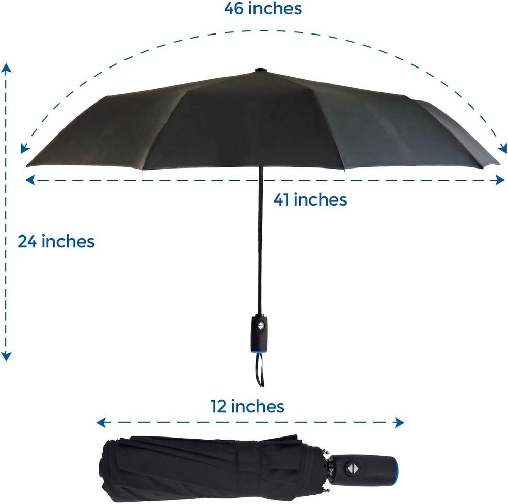 Travel Umbrella Automatic Open/Close, Repel Rain Resistant Canopy Teflon Coating