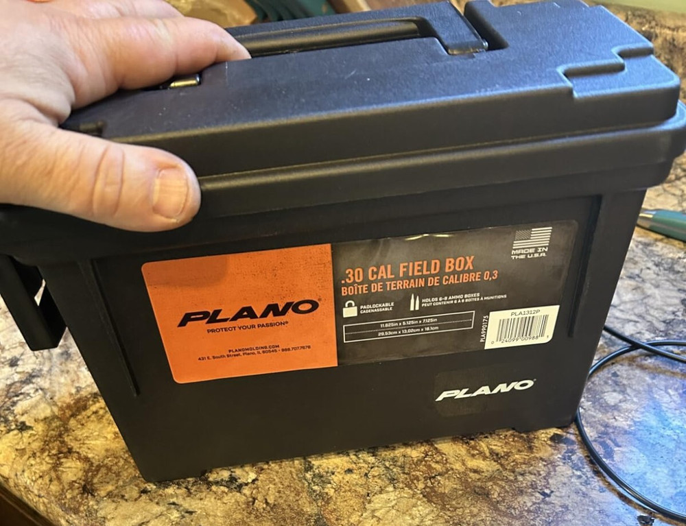 Field Ammo Box .30 Caliber, Black, Lockable Storage Box Heavy-Duty Carry Handle